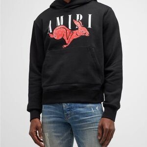 Amiri Appliquéd‎ Logo Print Rabbit Hoodie NWT with flaw Small